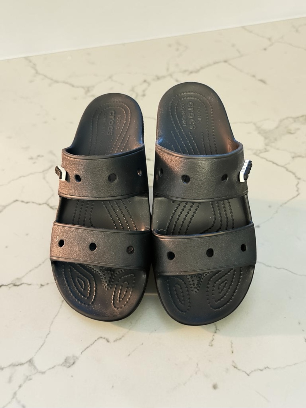 CROCS Black Double-Strap Slide Sandals